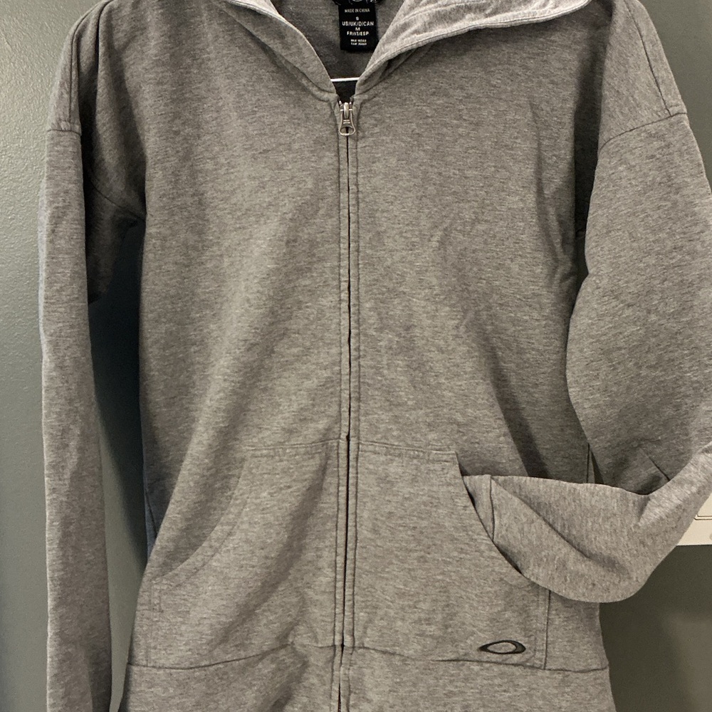 Oakley Heather Gray Full-Zip Hoodie, Small